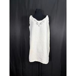 Vintage Victorian Linen Handmade Nightgown Inlays Sleeveless Lace Trim
